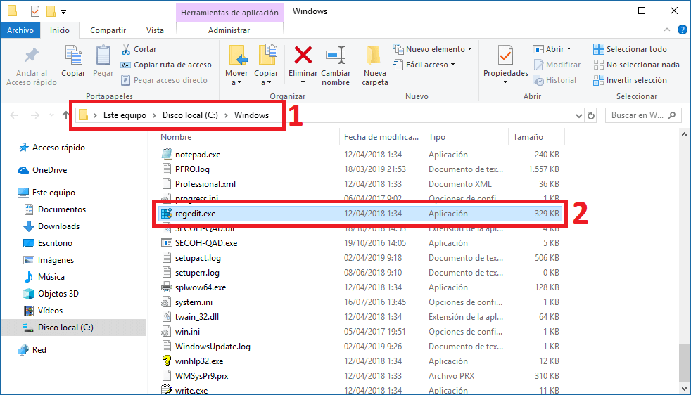 como abrir el registro de windows 10