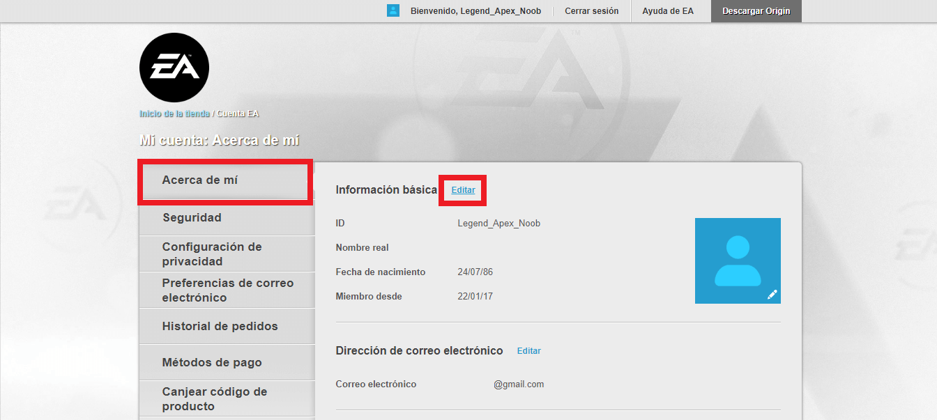 cambiar el nombre de tu cuenta de Apex Legends