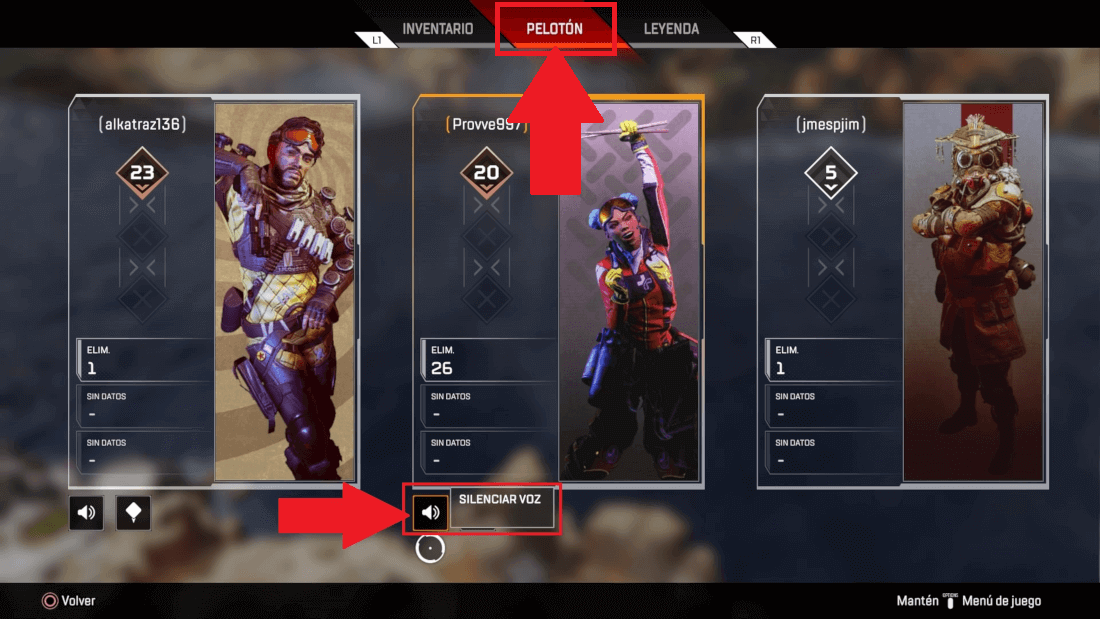 silenciar a miembros de tu peloton en Apex Legends