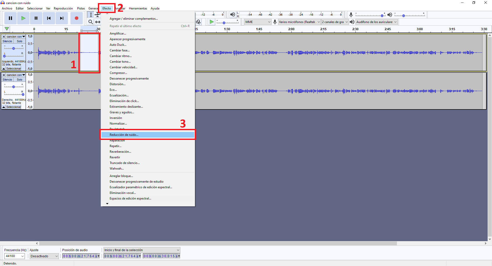 quitar el ruido ambiental de una grabación o cancion en mp3