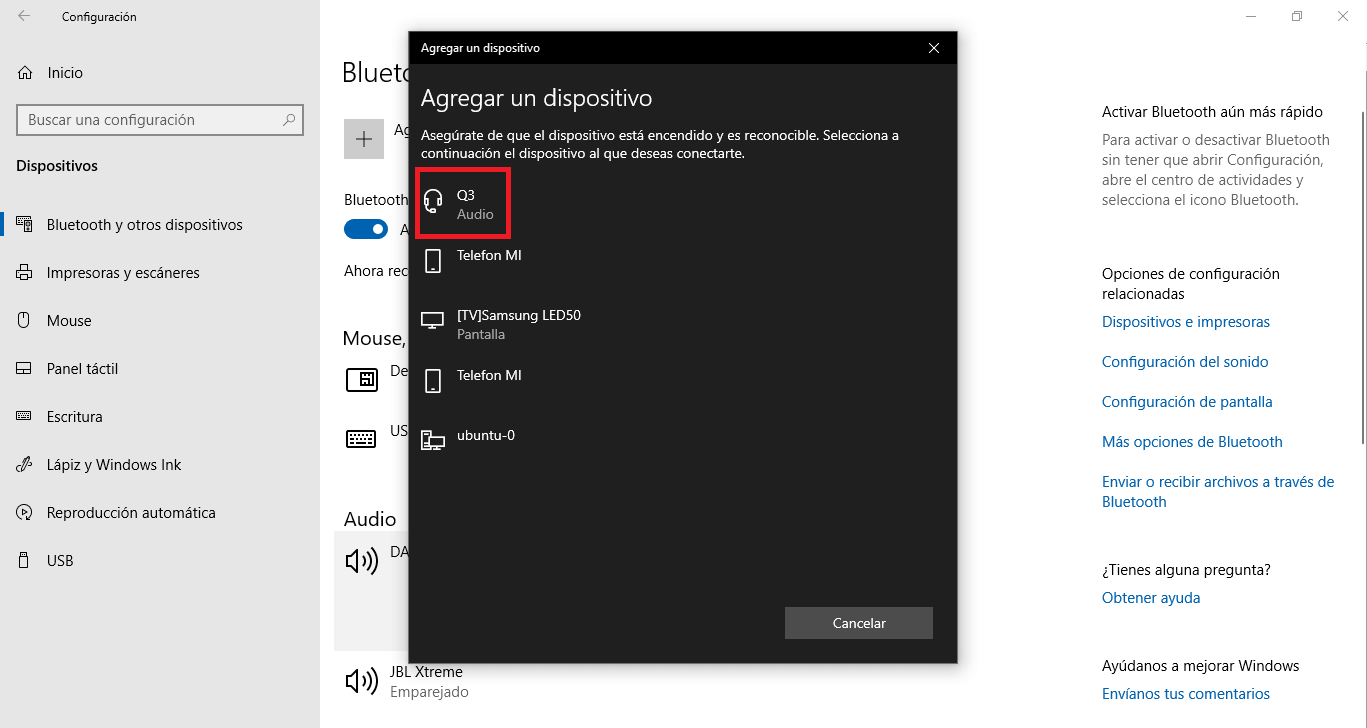 conectar tu ordenador con Windows 10 con los auriculares Bluetooth