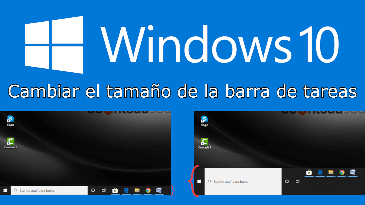 como aumentar el tamaño de la barra de tareas de Windows 10