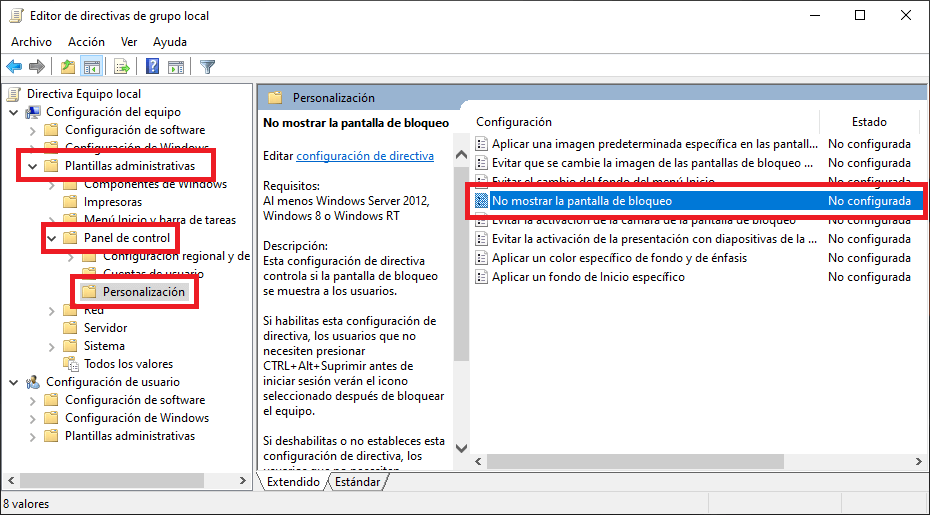 impedir el bloqueo automático de tu ordenador con Windows 10