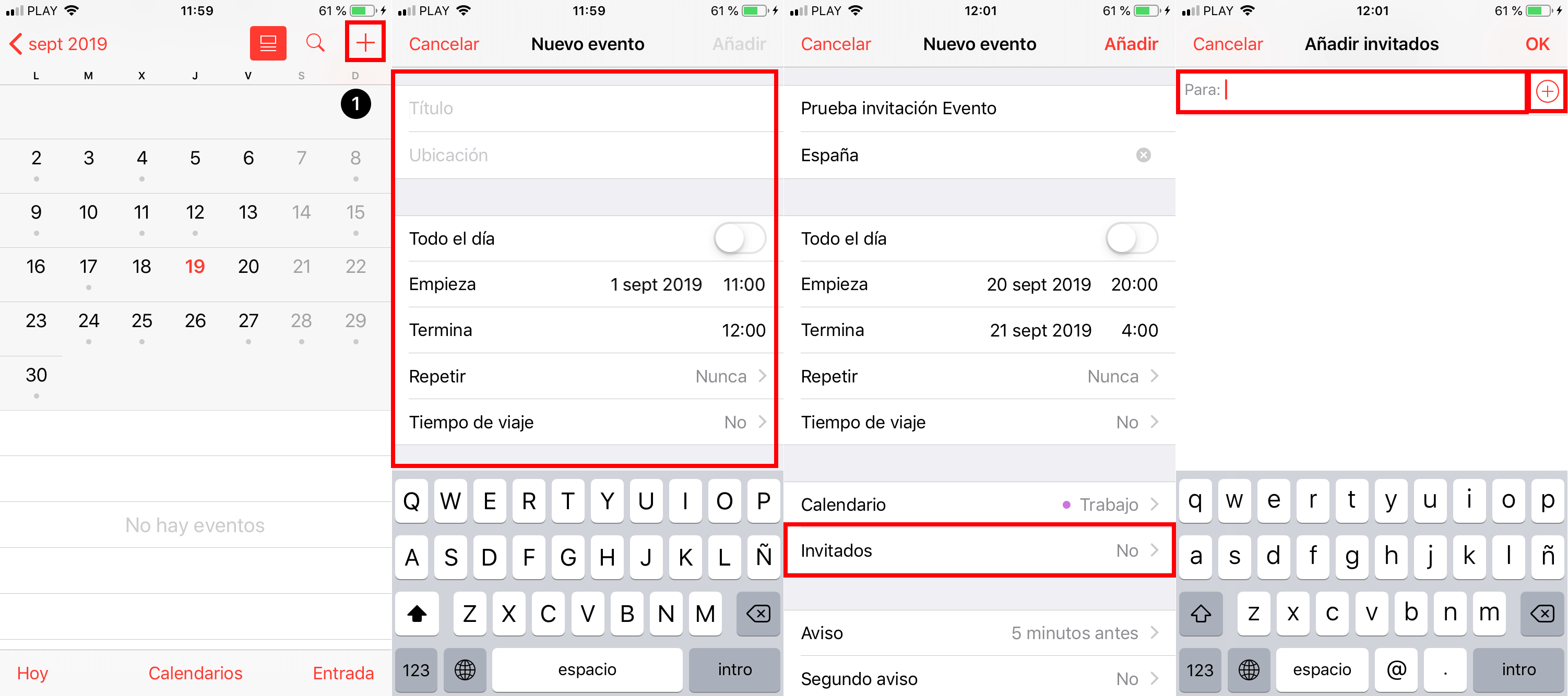 crear eventos en el calendario de iPhone e invitar a otros participantes con confirmacion de asistencia