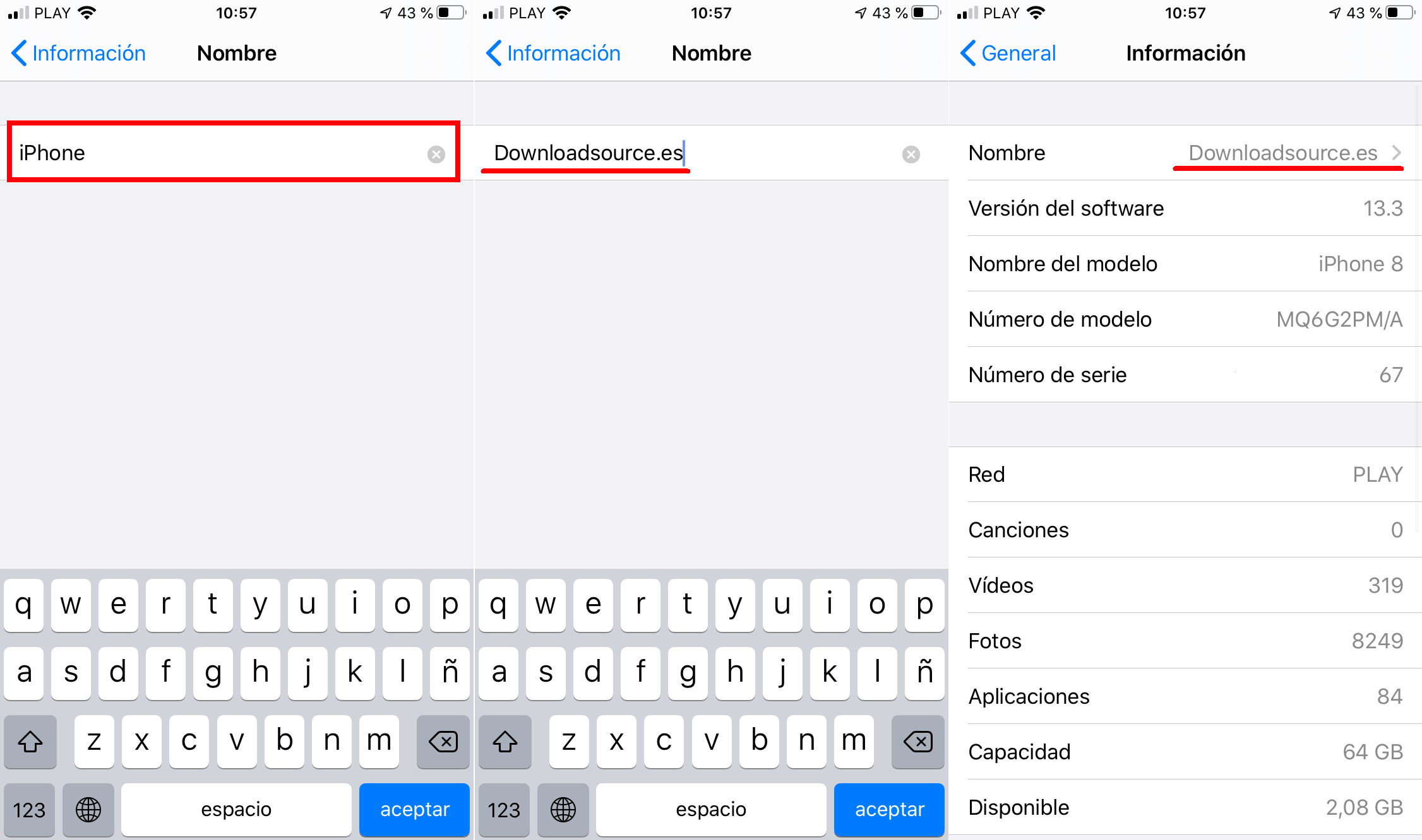 como cambiar el nombre de iPhone o iPad.