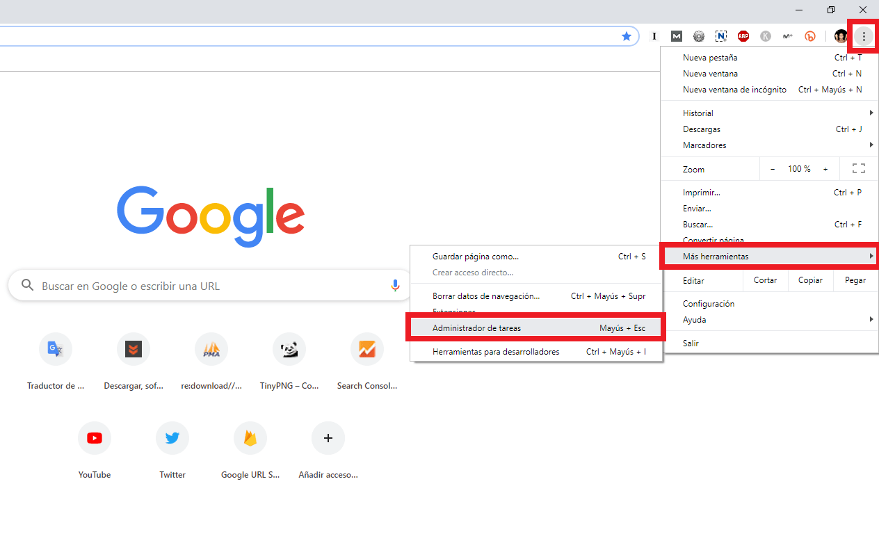 como abrir el administrador de tareas de google chrome