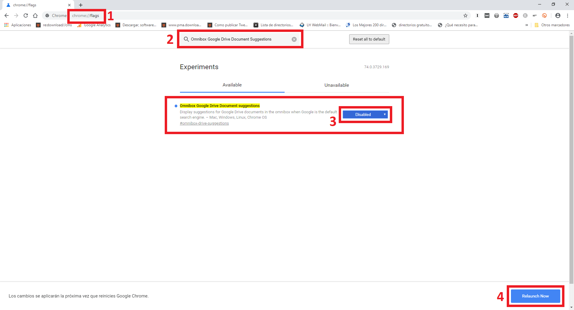 como poner las sugerencias de URL en primer lugar en la barra de URLs de Chrome