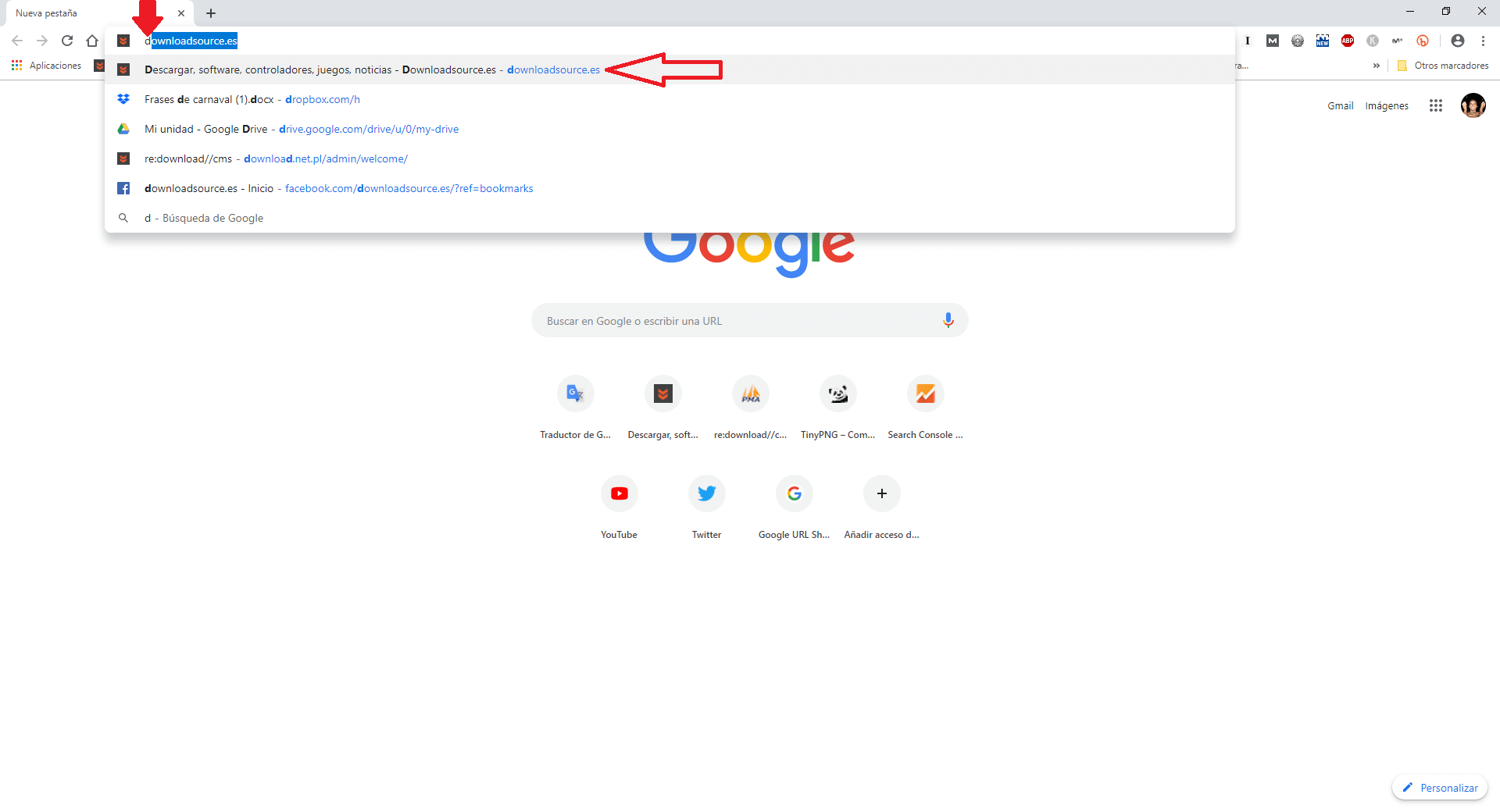 Google Chrome permite mostrar las URLs en las sugerencias antes que los términos de búsqueda.