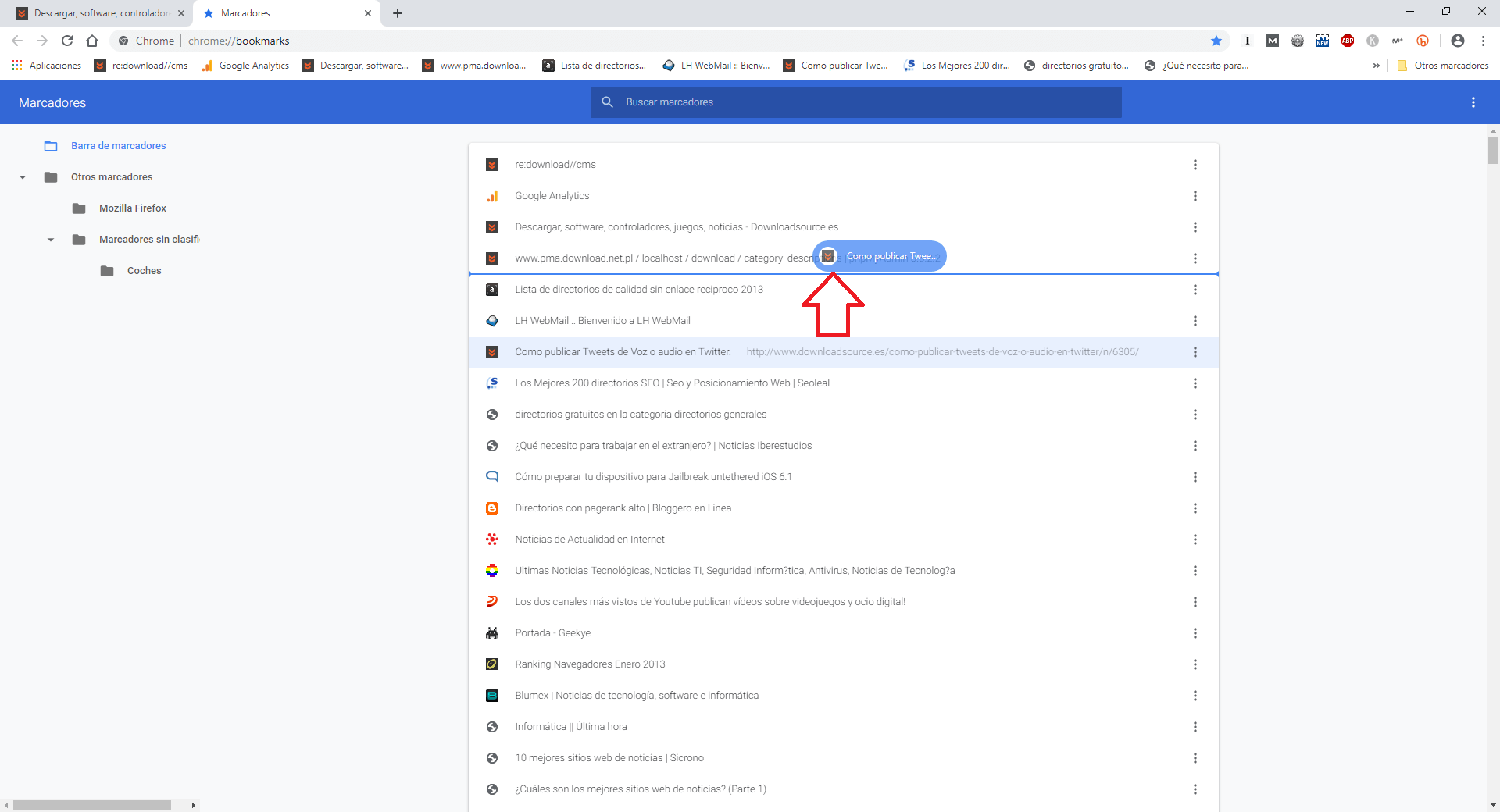 Activar desactivar barra de marcadores en Chrome y Firefox.