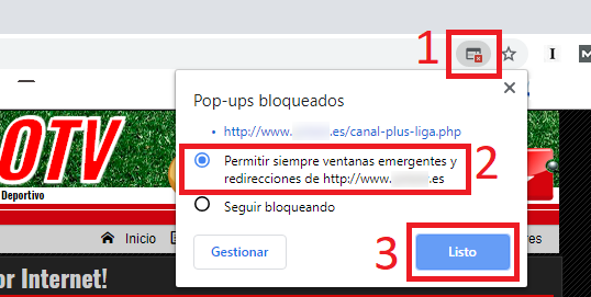 ventanas emergentes en chrome bloqueada