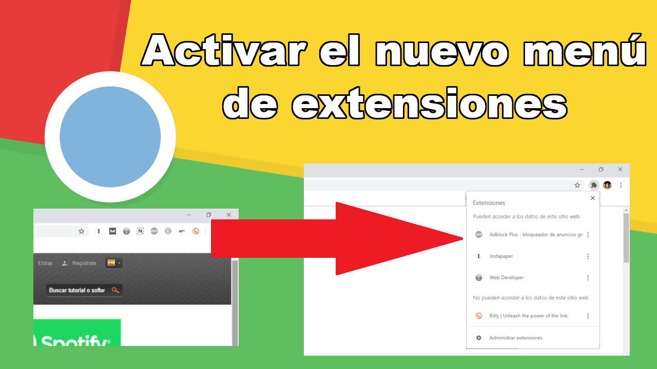 activar y usar el nuevo menu de extensiones en Google chrome