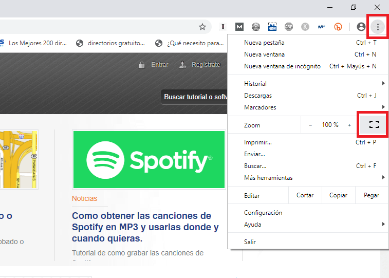 clon los Desventaja Como activar el modo pantalla completa de Google Chrome.