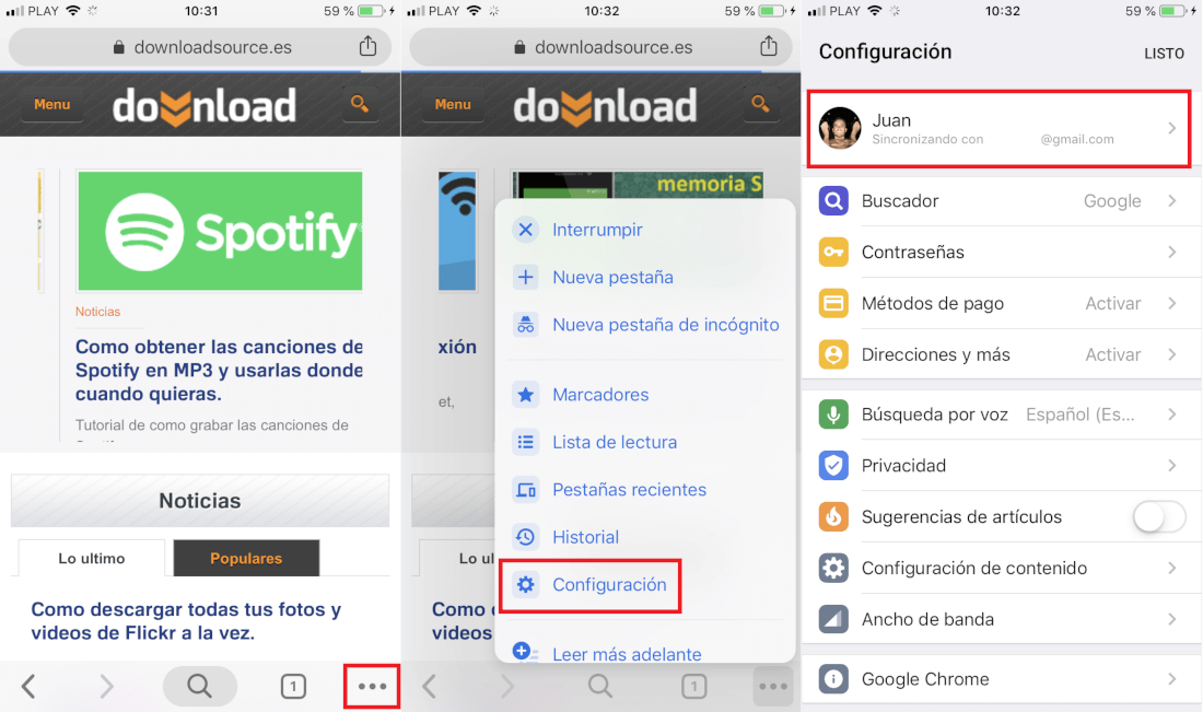 poder ver las pestañas abierta en chrome de tu ordenador en tu telefono movil