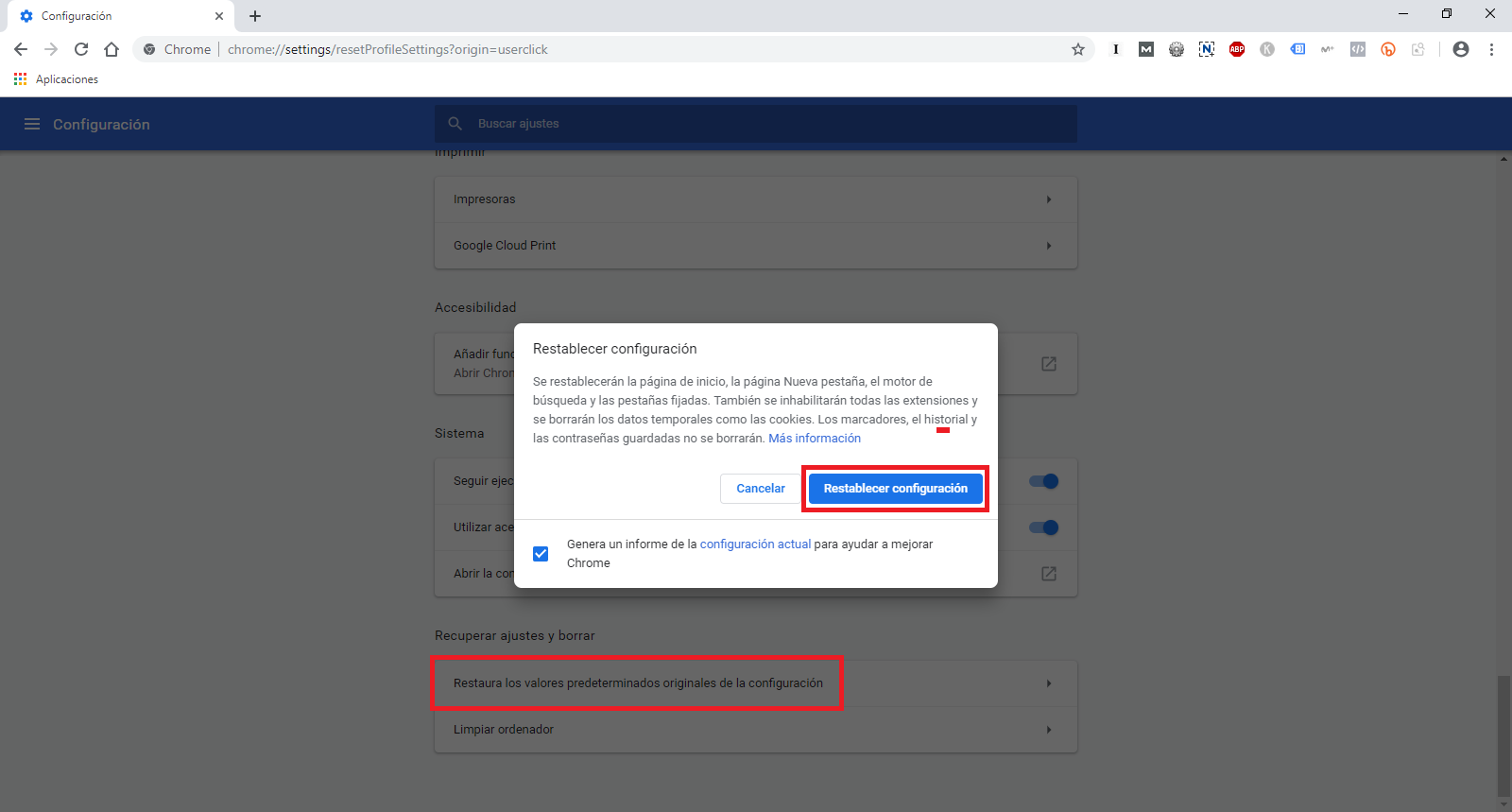 como solucionar el problema con el desplazamiento en la Web de chrome