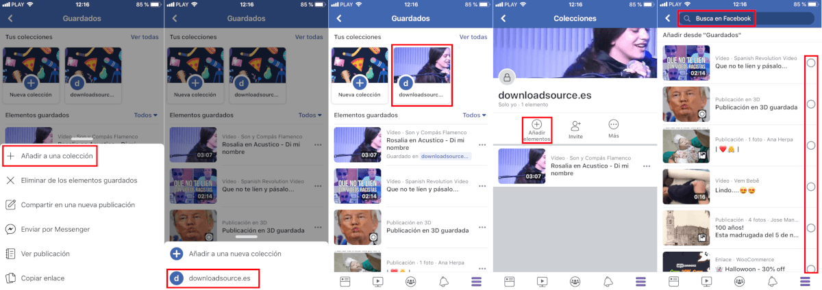 crear y compartir colecciones de Facebook