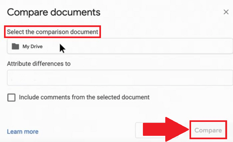 comprobar las diferencias del texto de un archivo con google docs