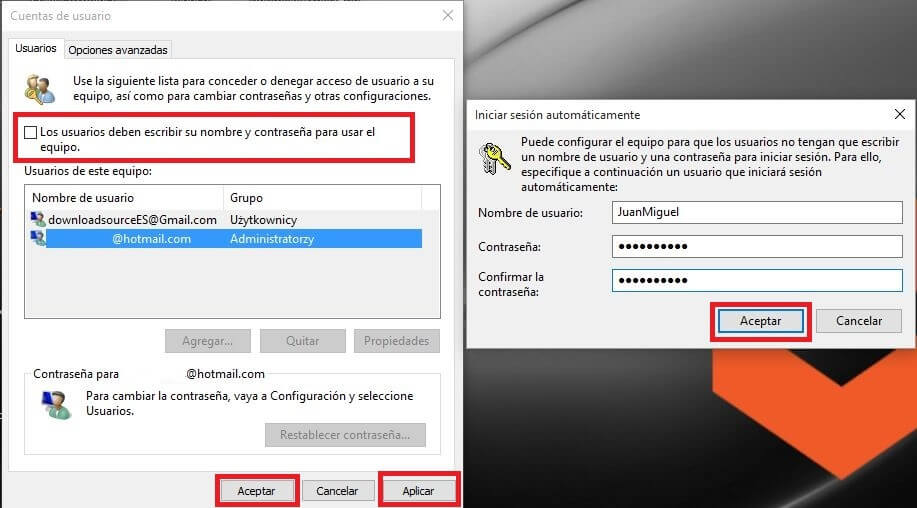 Como desactivar el inicio de sesión de Windows 10 para no tener que introducir contraseña para acceder a l sistema operativo