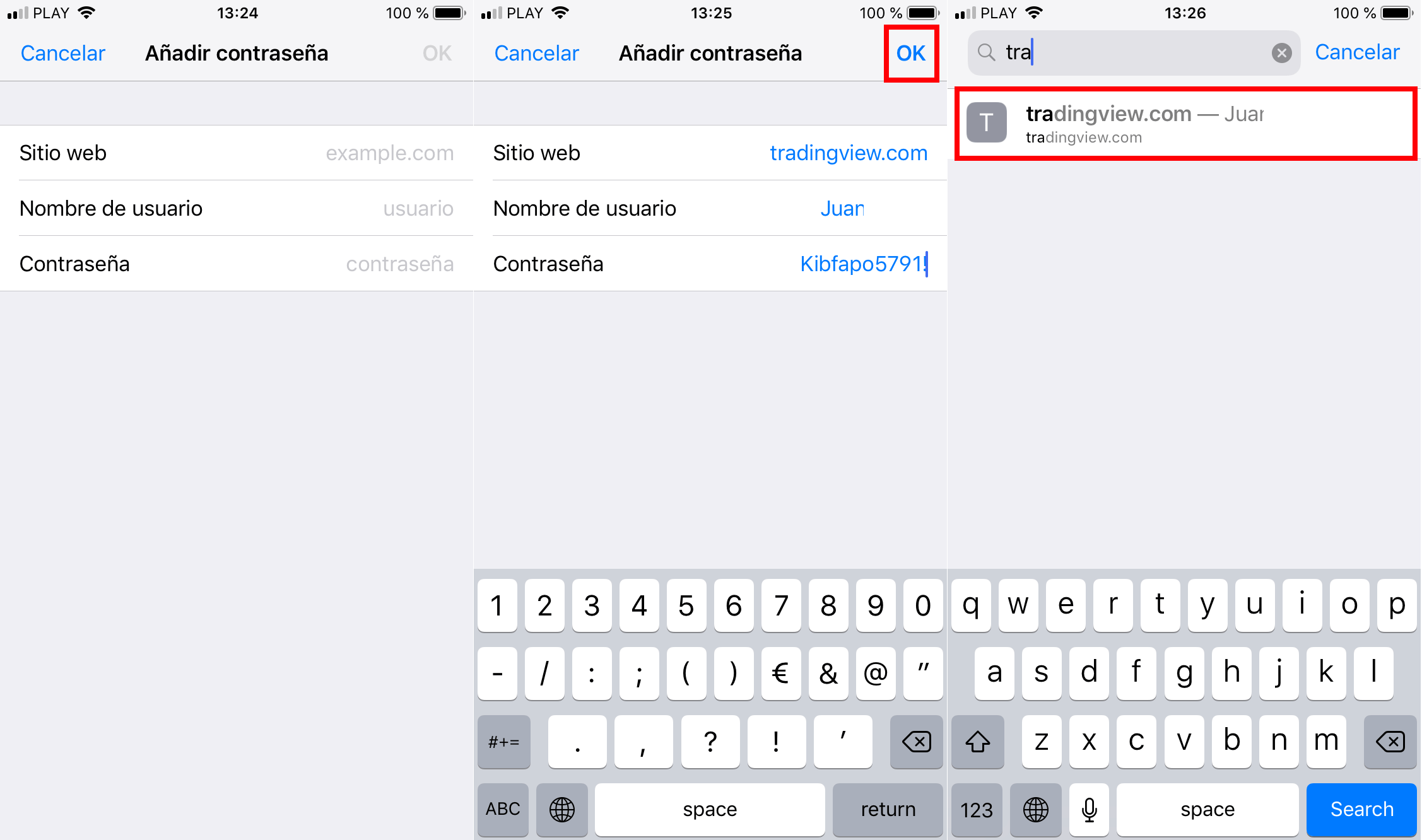 guardar la contraseña de los inicios de sesión en iPhone o iPad