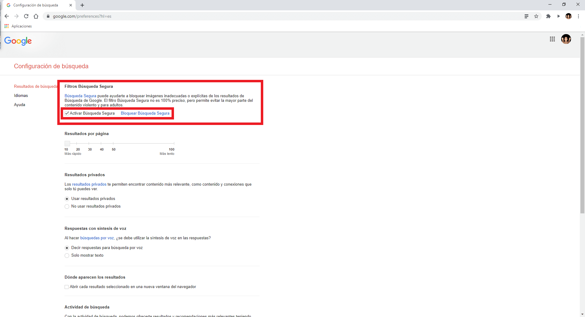 hacer que google no muestre contenido violento o de adultos