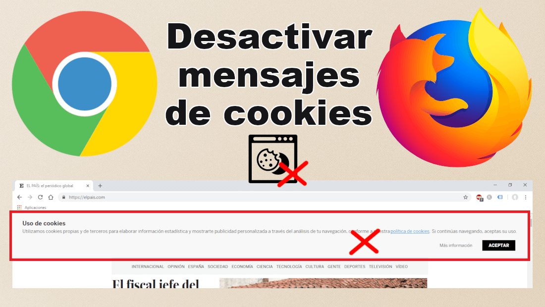 No usar el mensaje uso de cookies de sitios webs