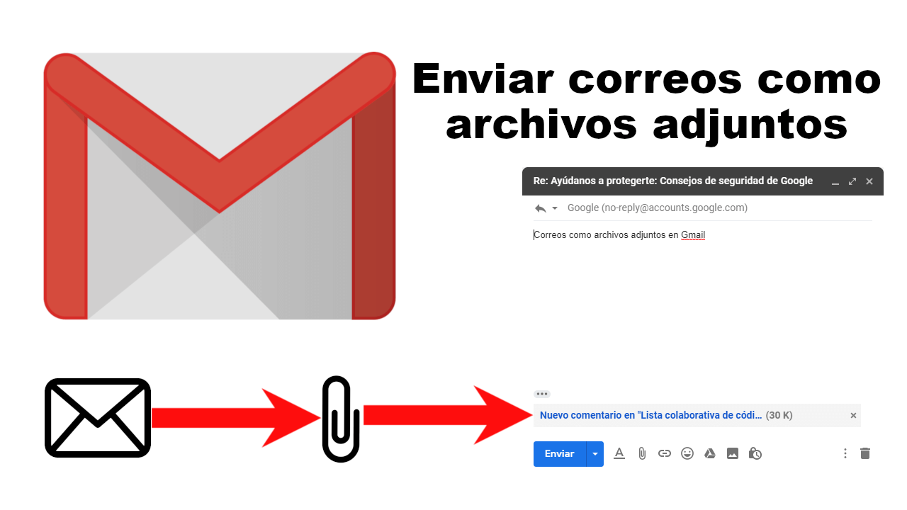 como enviar correos como archivos adjuntos en gmail