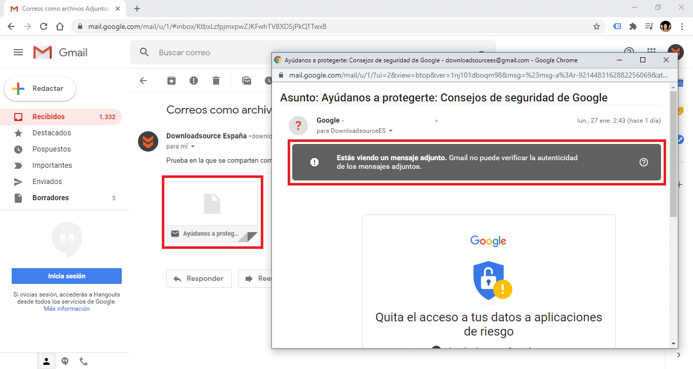 como enviar varios correos electrónicos como archivos adjunto en gmail