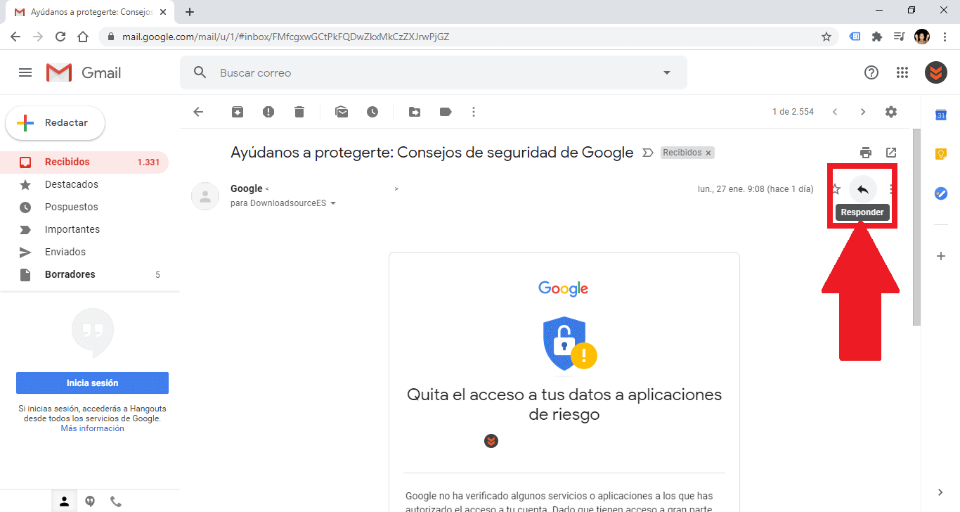 enviar correos electronicos como archivos adjuntos en Gmail