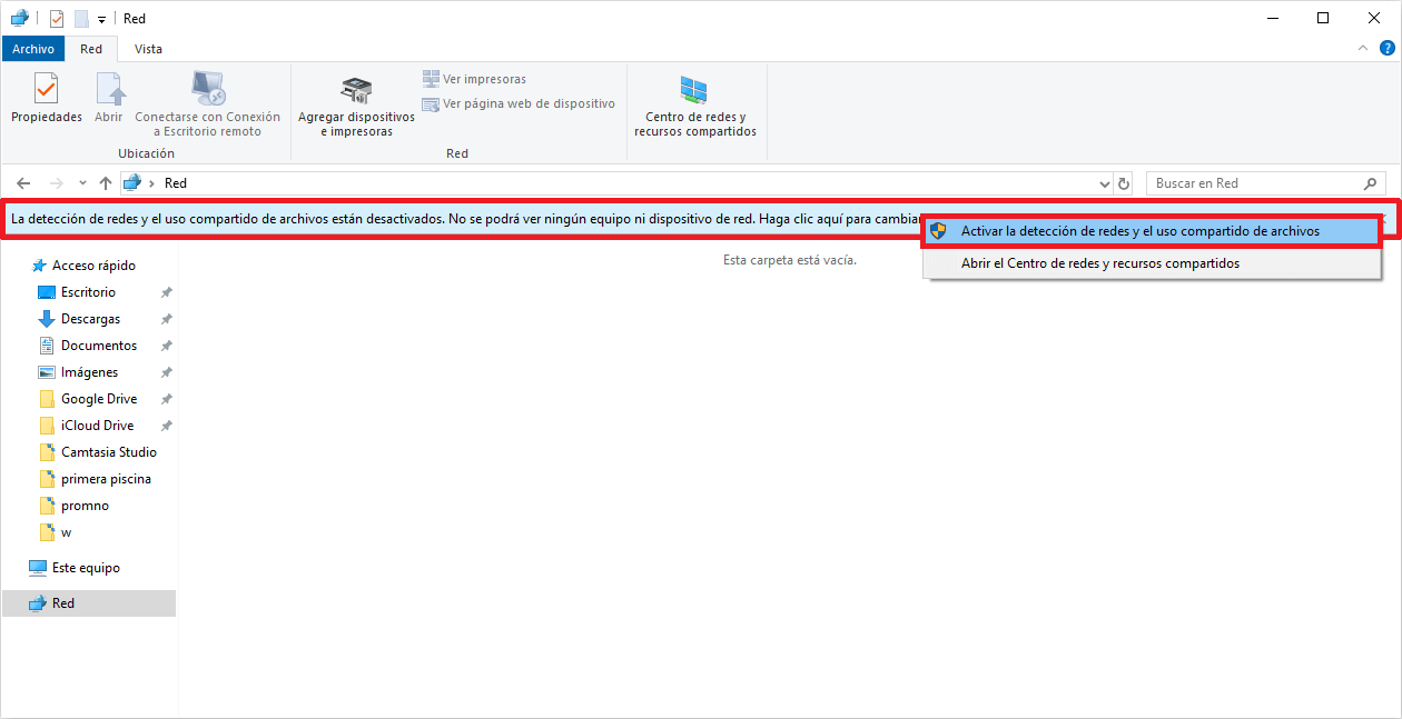 activar la detección automática de red en Windows 10