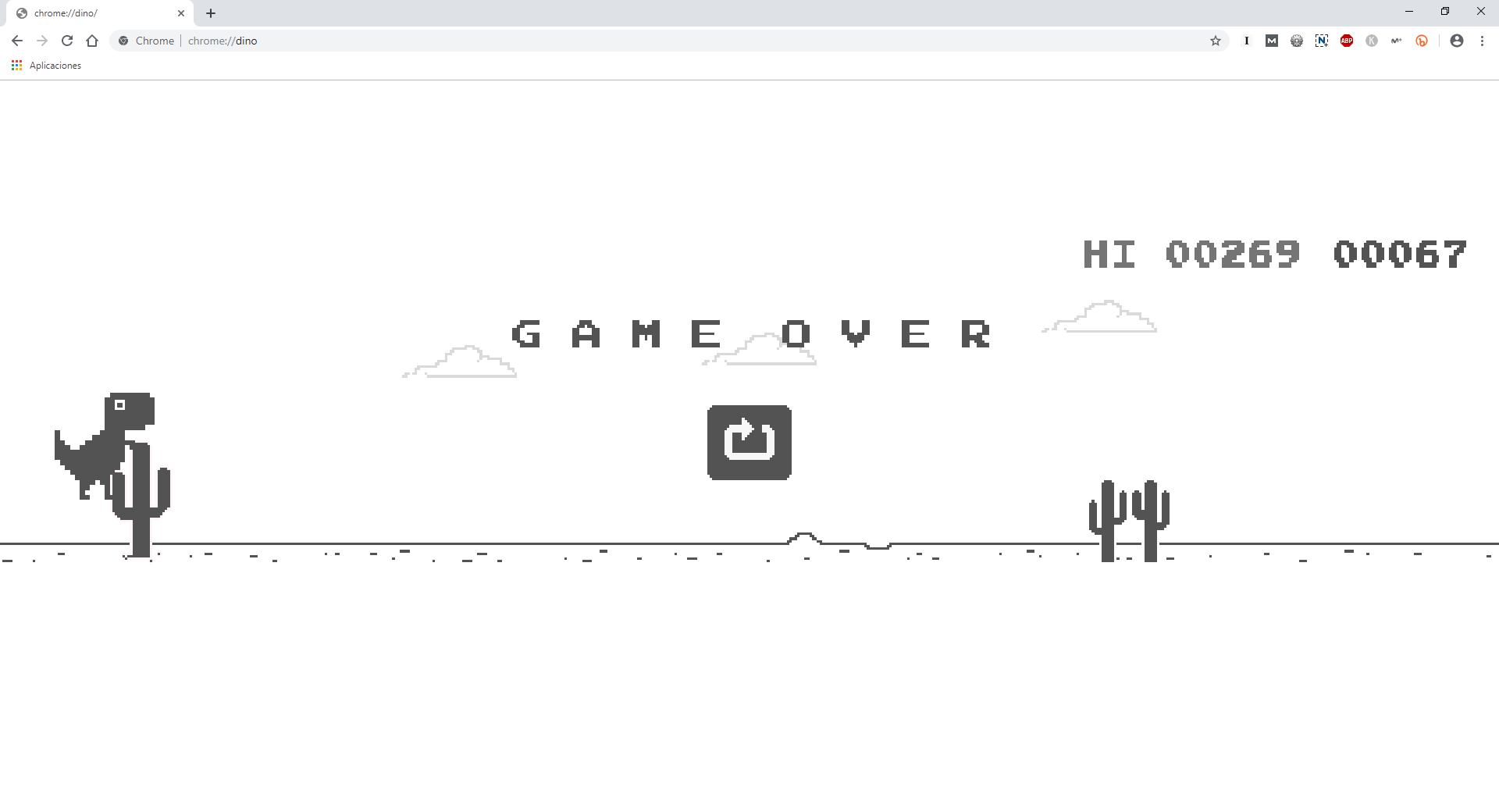 google chrome permite jugar al videojuego del dinosaurio