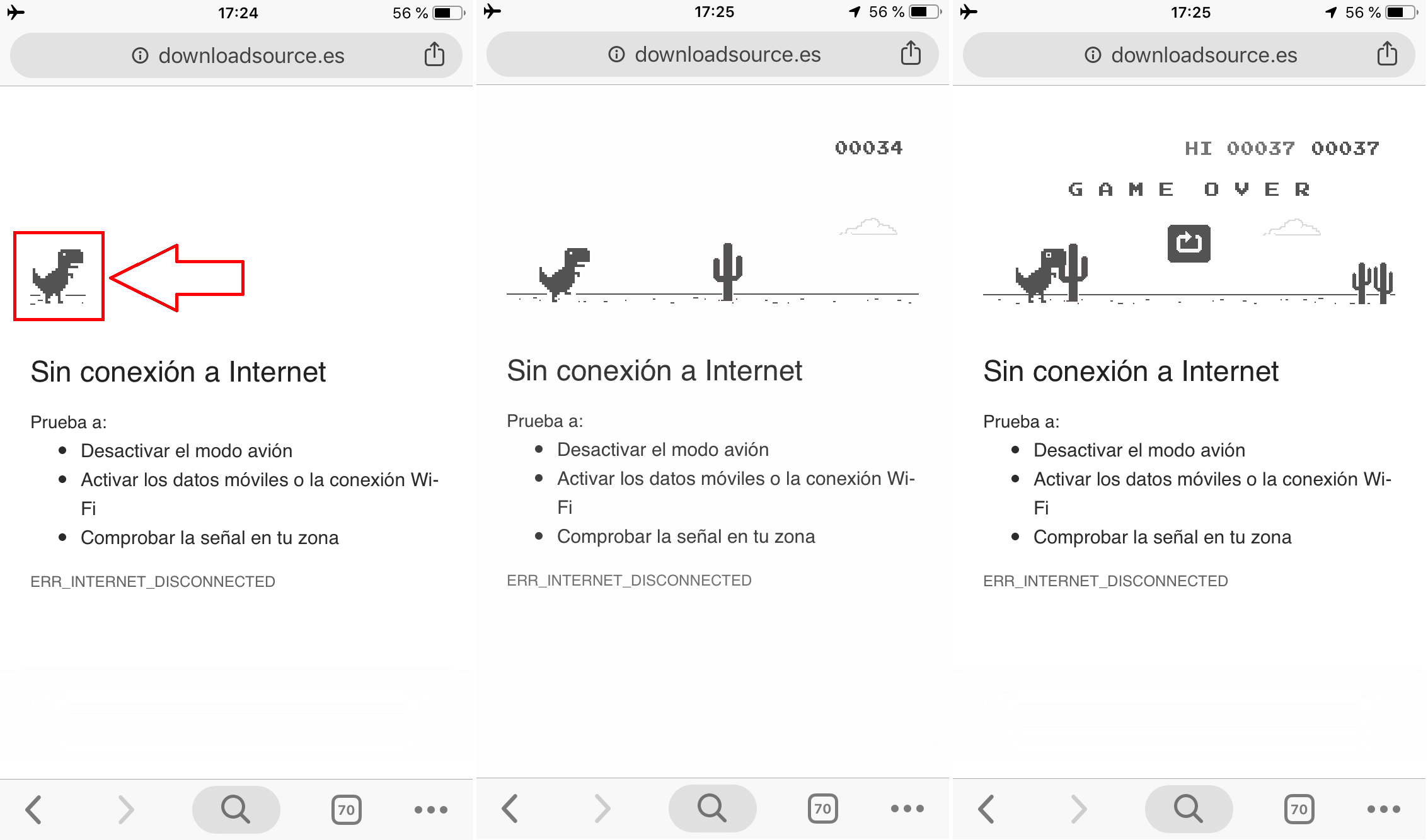 Como jugar al videojuego oculto del dinosaurio en Chrome Como jugar al videojuego oculto del dinosaurio en Chrome