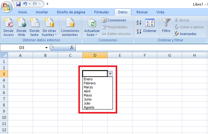 como crear manualmente listas de opciones en Excel