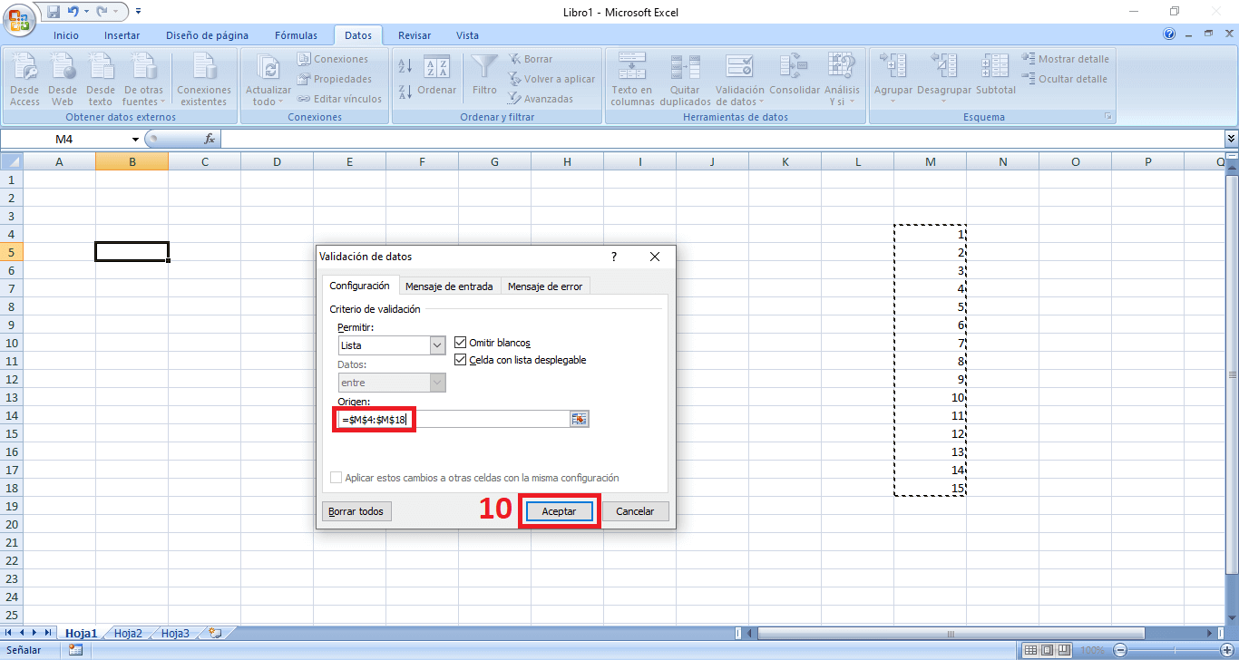 como crear lista de opciones en Microsoft excel