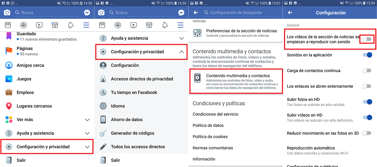 Facebook permite desactivar el sonido de los videos al reproducirlos