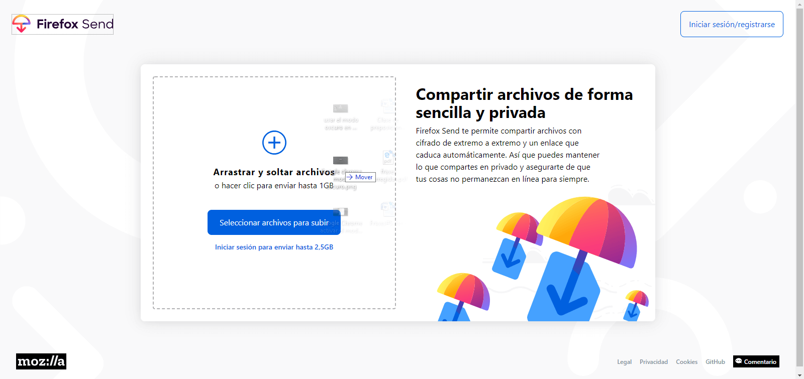 enviar archivos de gran tamaño y encriptados con firefox Send