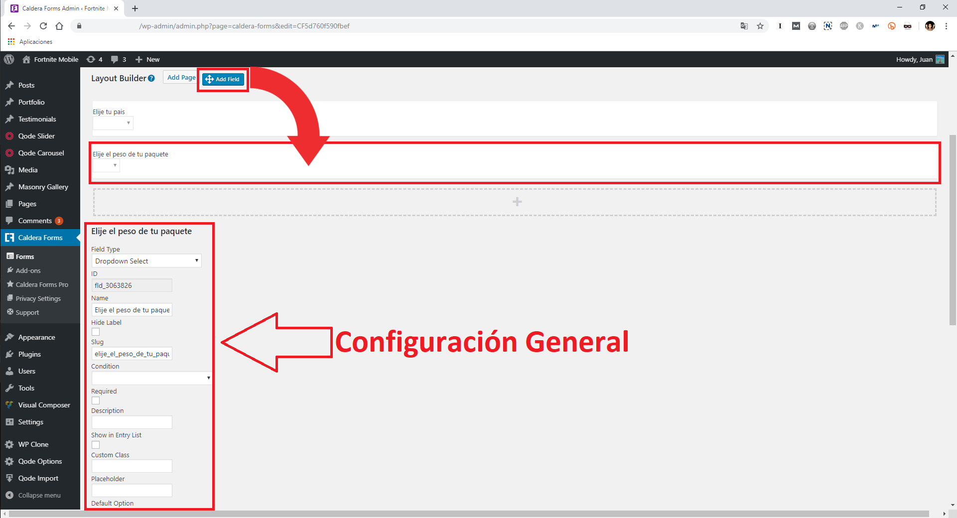 como crear un formulario con listas de opciones relacionadas entre si y con un resultado final en Wordpress