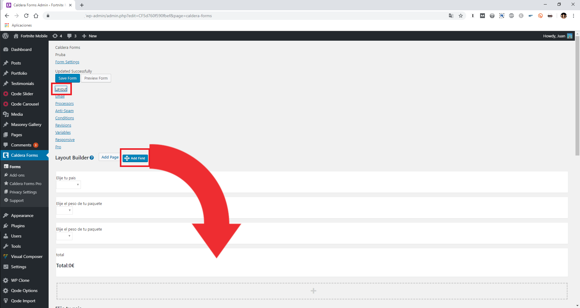 formularios con opciones que pueden ser elegidos y condicionarán las opciones de la segunda lista en wordpress