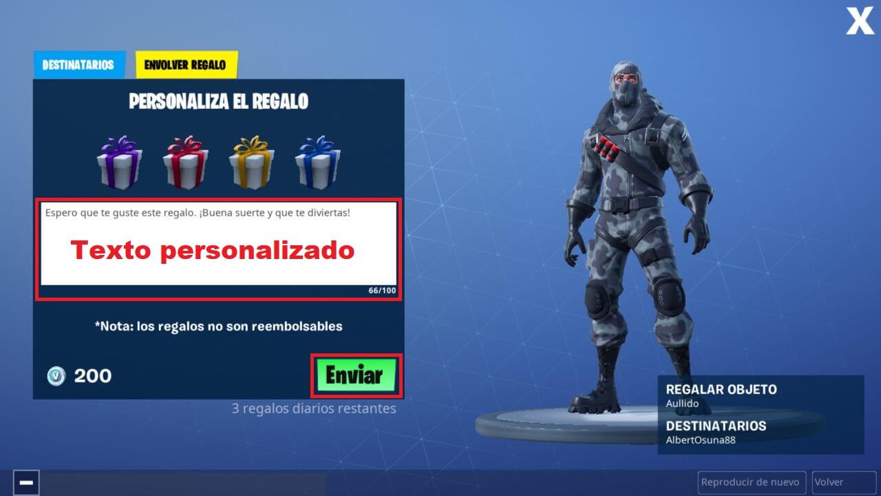 Fortnite permite enviar objetos de la tienda a otros amigos 