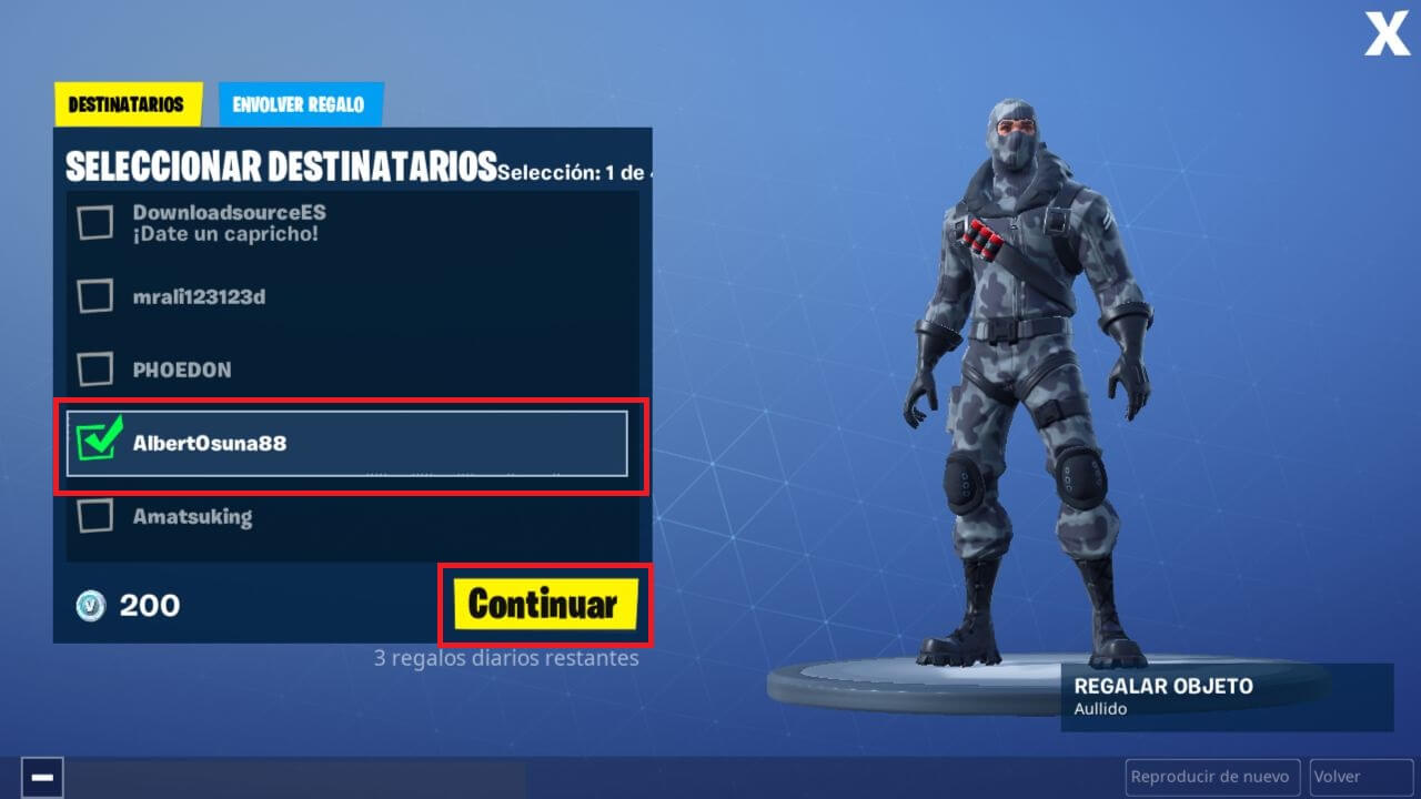 como enviar objetos a un amigo en Fortnite