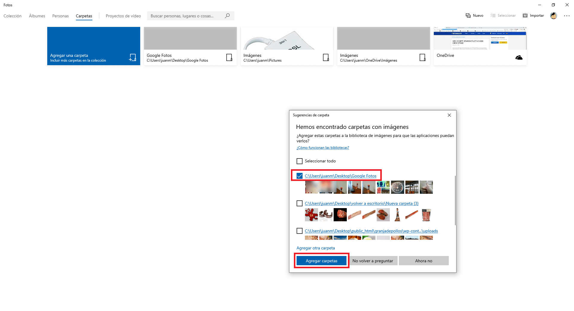 como ver las imagenes y videos de google Fotos desde la app oficial de Windows 10