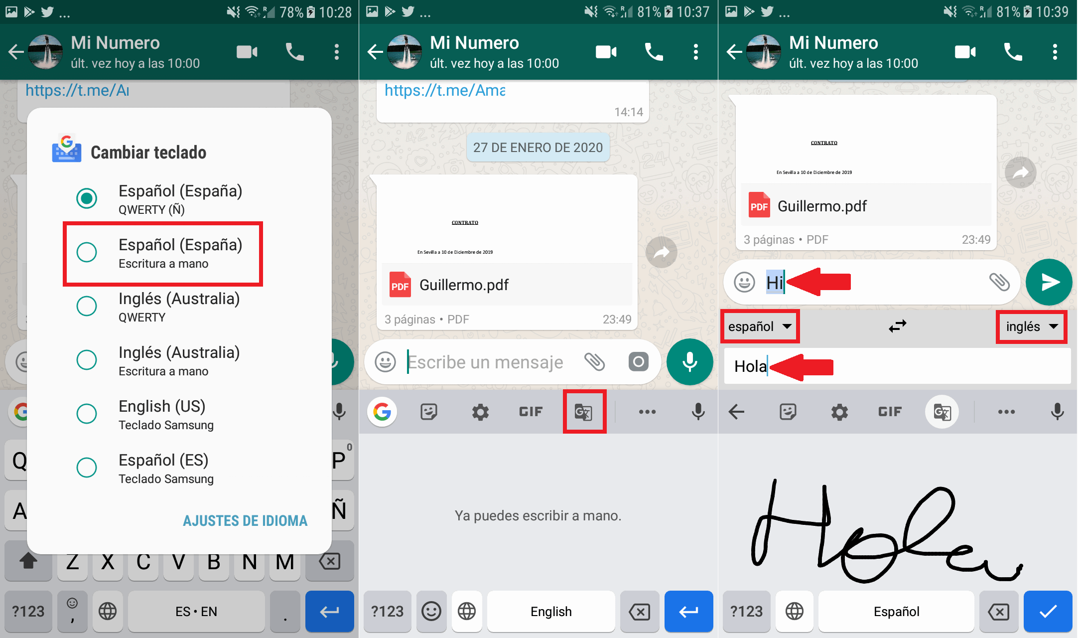 traducción automáticamente el texto introducido en el teclado de tu movil