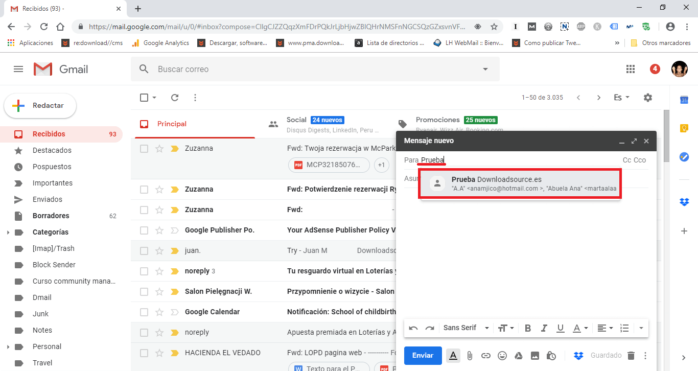 listas de difusion en gmail por correo electrónico