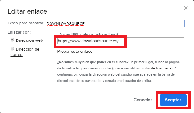 correo electrónico de gmail con imagen que contenga un enlace