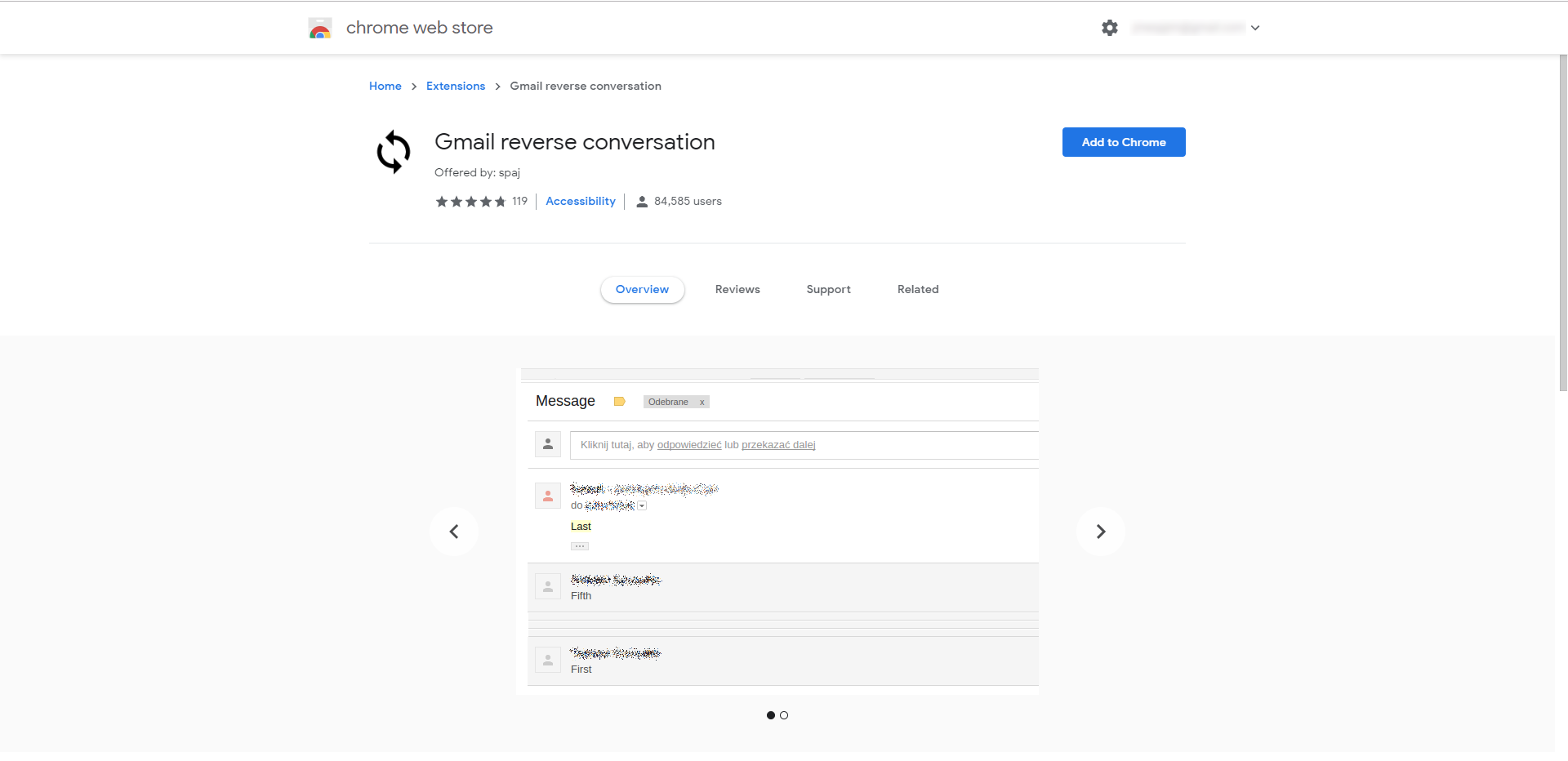 mensajes mas reciente primero en en las conversaciones de Gmail