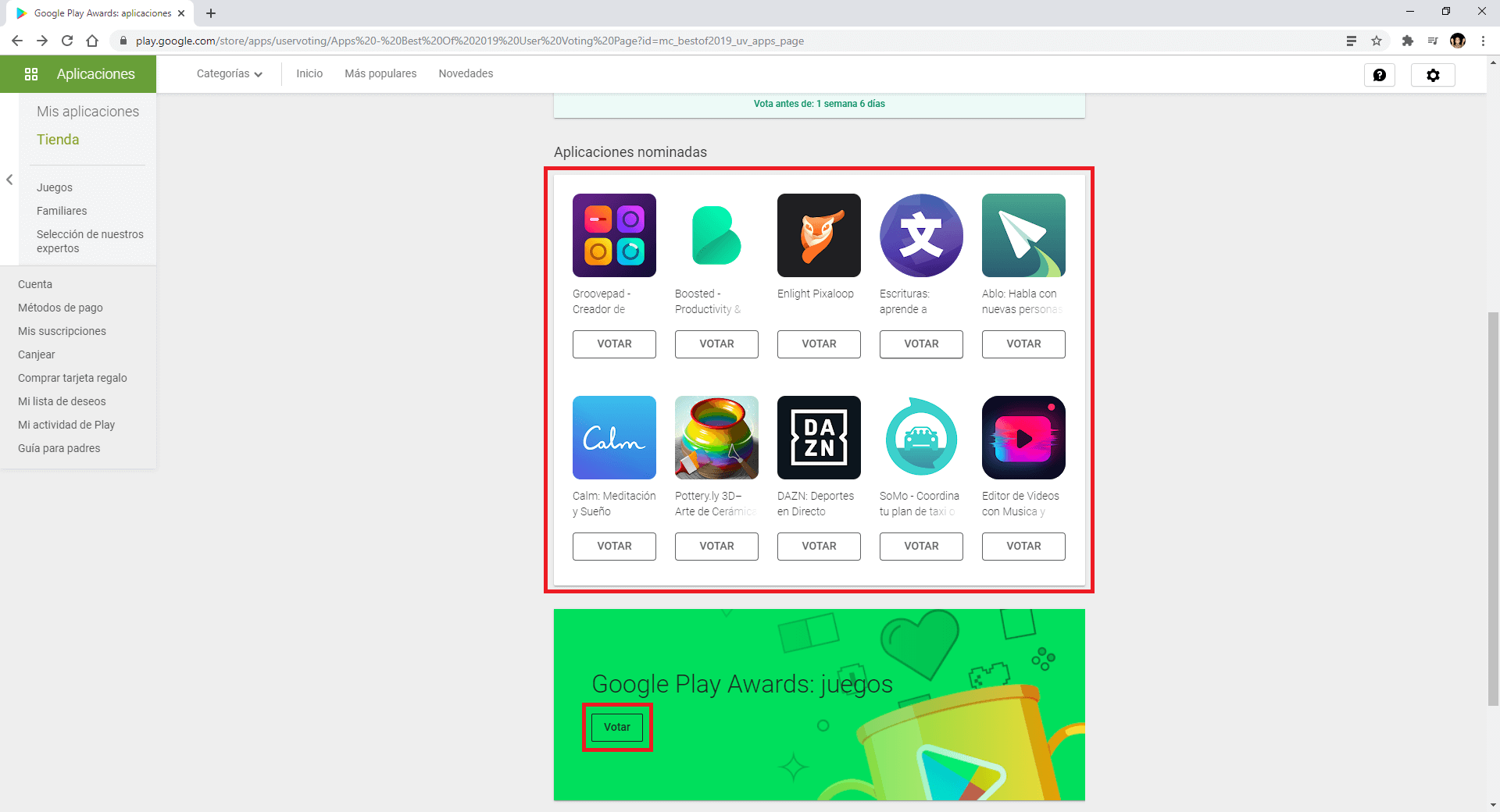 como votar las mejores apps de google play para Android