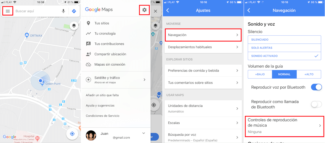 controlar tu música desde google maps