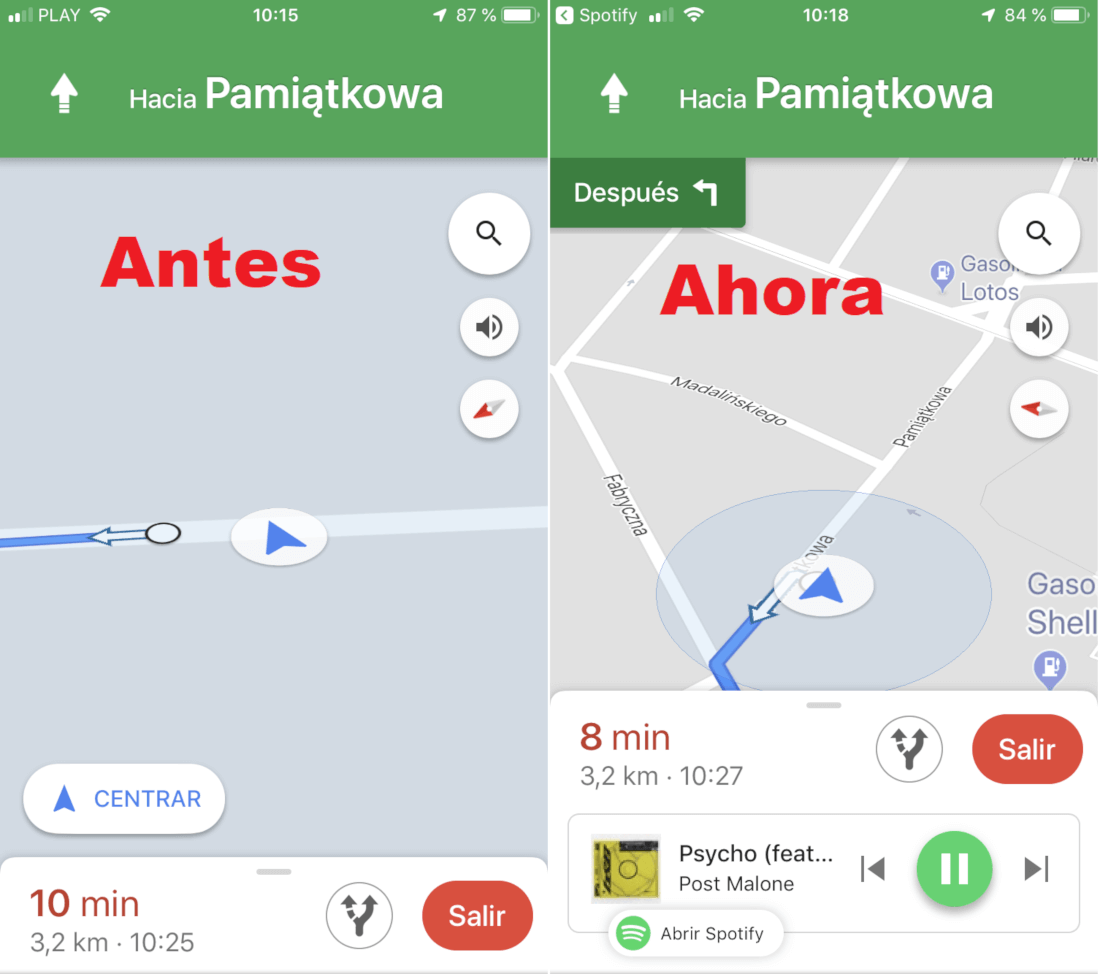 usar tu reproductor de musica dentro de google maps