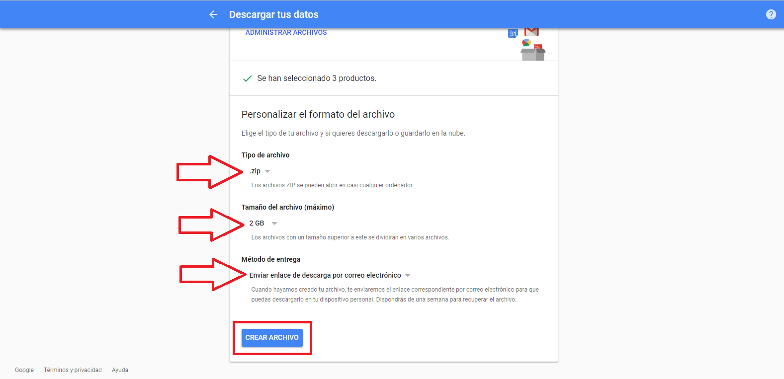 descargar copia de seguridad de tus datos y archivos de Google +