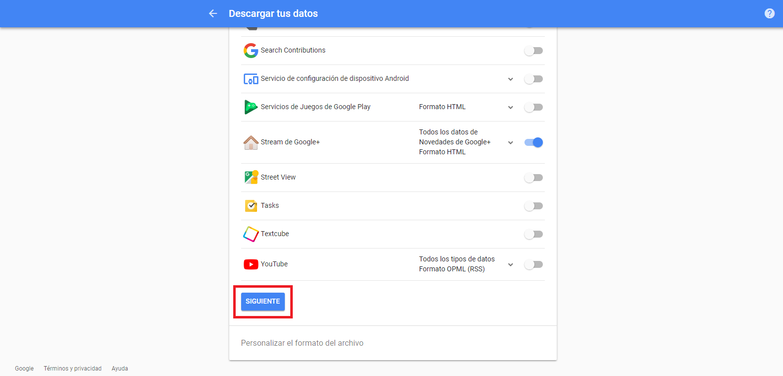 descargar copia de seguridad de tus datos e imagenes de Google plus