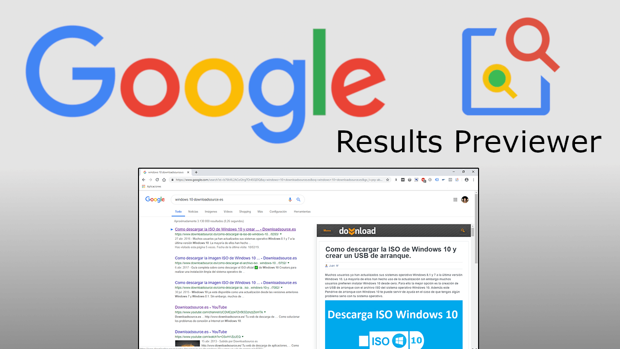 como acceder a la vista previa de las Webs desde los resultados de busqueda de google en chrome