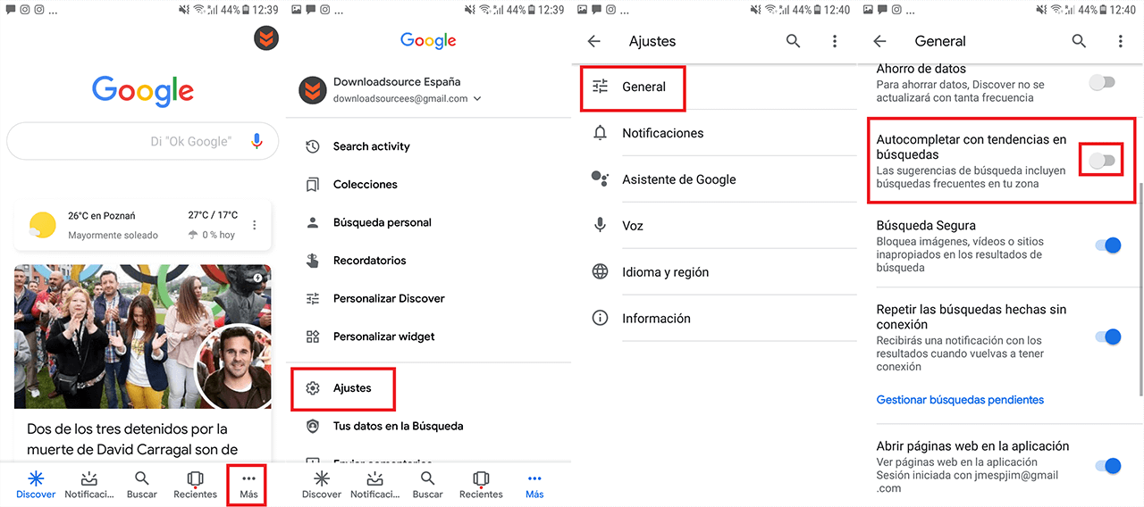 como deshabilitar Autocompletar con tendencias de búsquedas 